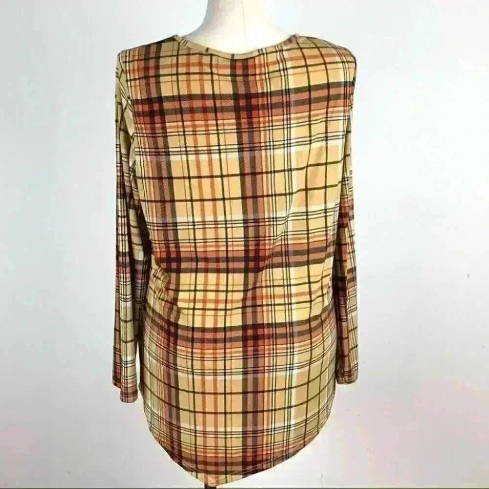 Kim Rogers Womens top size XL Multicolor plaid tunic